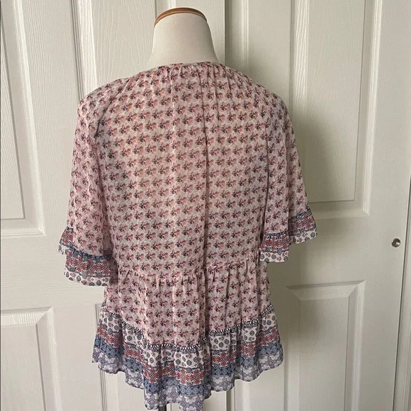 Knox Rose Pink and Blue Patterned Blouse - Picture 7 of 7